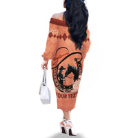 Personalized Kentucky Horse Racing Family Matching Off The Shoulder Long Sleeve Dress and Hawaiian Shirt Beauty and The Horse Orange Version LT01