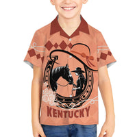 Personalized Kentucky Horse Racing Family Matching Off The Shoulder Long Sleeve Dress and Hawaiian Shirt Beauty and The Horse Orange Version LT01