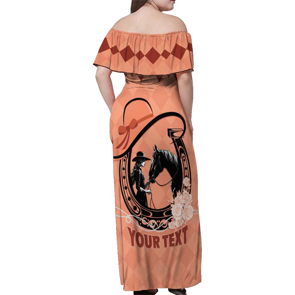 Personalized Kentucky Horse Racing Family Matching Off Shoulder Maxi Dress and Hawaiian Shirt Beauty and The Horse Orange Version LT01