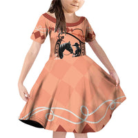 Personalized Kentucky Horse Racing Family Matching Off Shoulder Short Dress and Hawaiian Shirt Beauty and The Horse Orange Version LT01