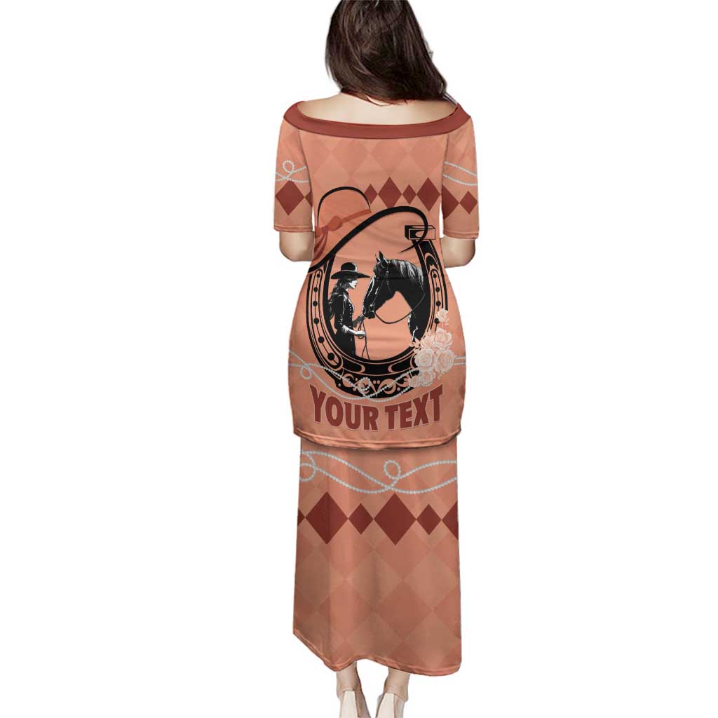 Personalized Kentucky Horse Racing Family Matching Puletasi and Hawaiian Shirt Beauty and The Horse Orange Version LT01