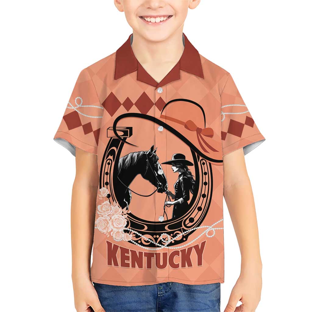 Personalized Kentucky Horse Racing Kid Hawaiian Shirt Beauty and The Horse Orange Version LT01