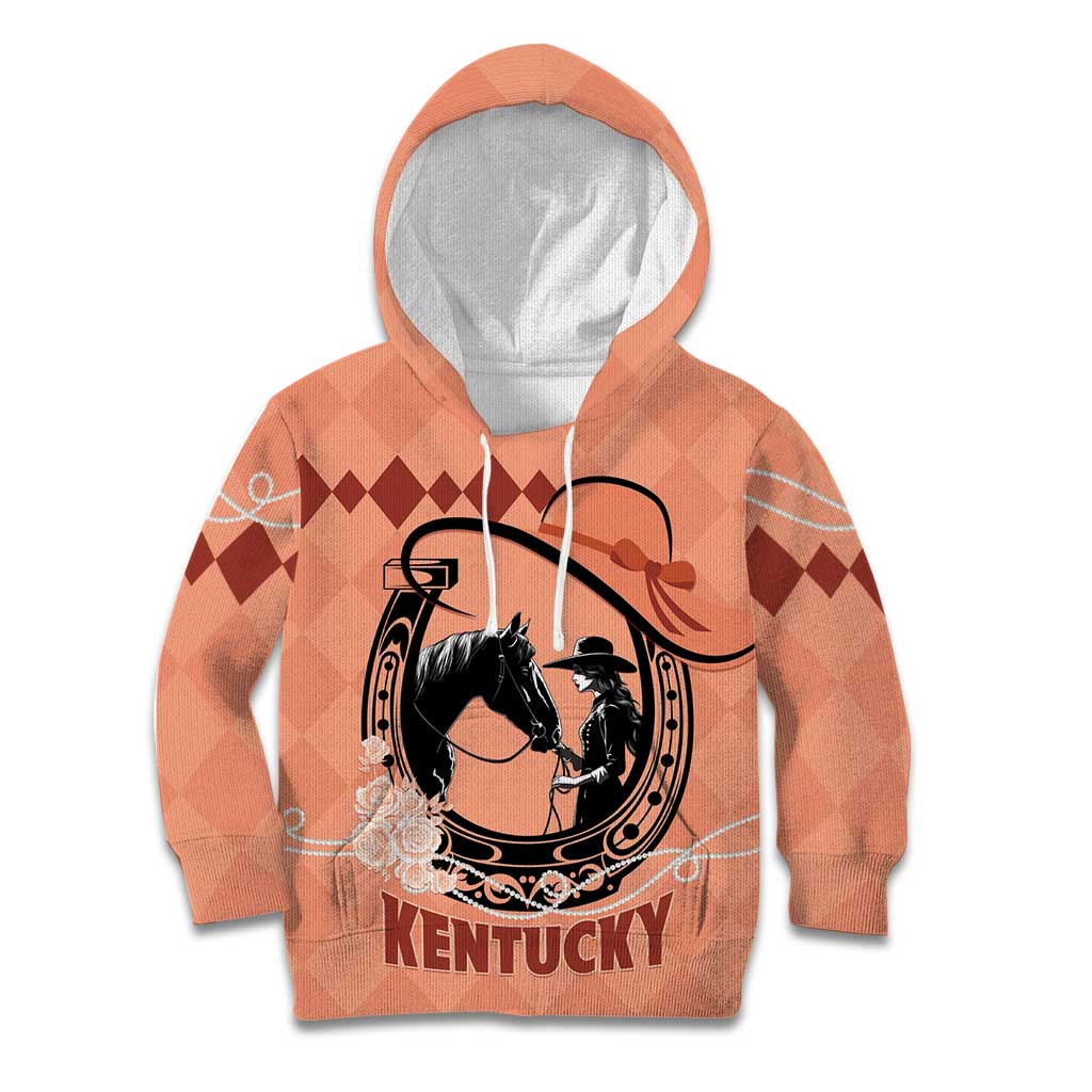 Personalized Kentucky Horse Racing Kid Hoodie Beauty and The Horse Orange Version LT01