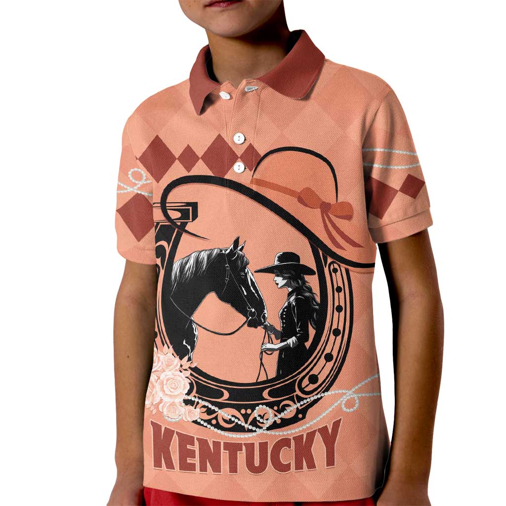 Personalized Kentucky Horse Racing Kid Polo Shirt Beauty and The Horse Orange Version LT01