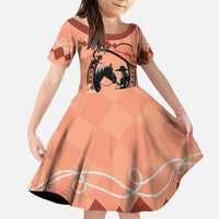 Personalized Kentucky Horse Racing Kid Short Sleeve Dress Beauty and The Horse Orange Version LT01