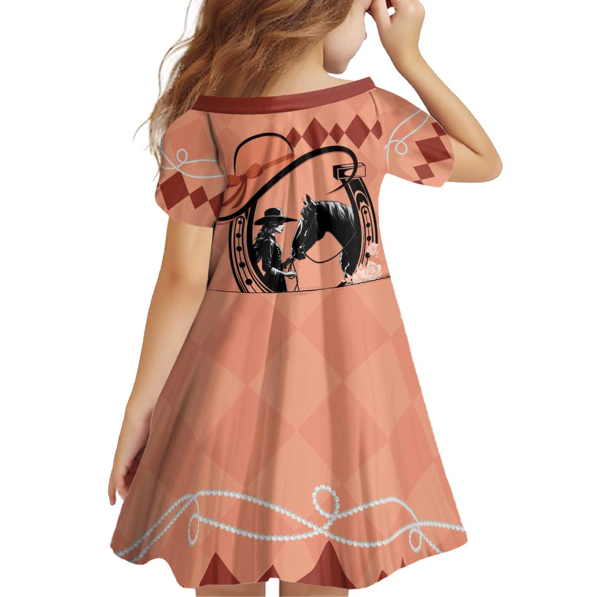 Personalized Kentucky Horse Racing Kid Short Sleeve Dress Beauty and The Horse Orange Version LT01