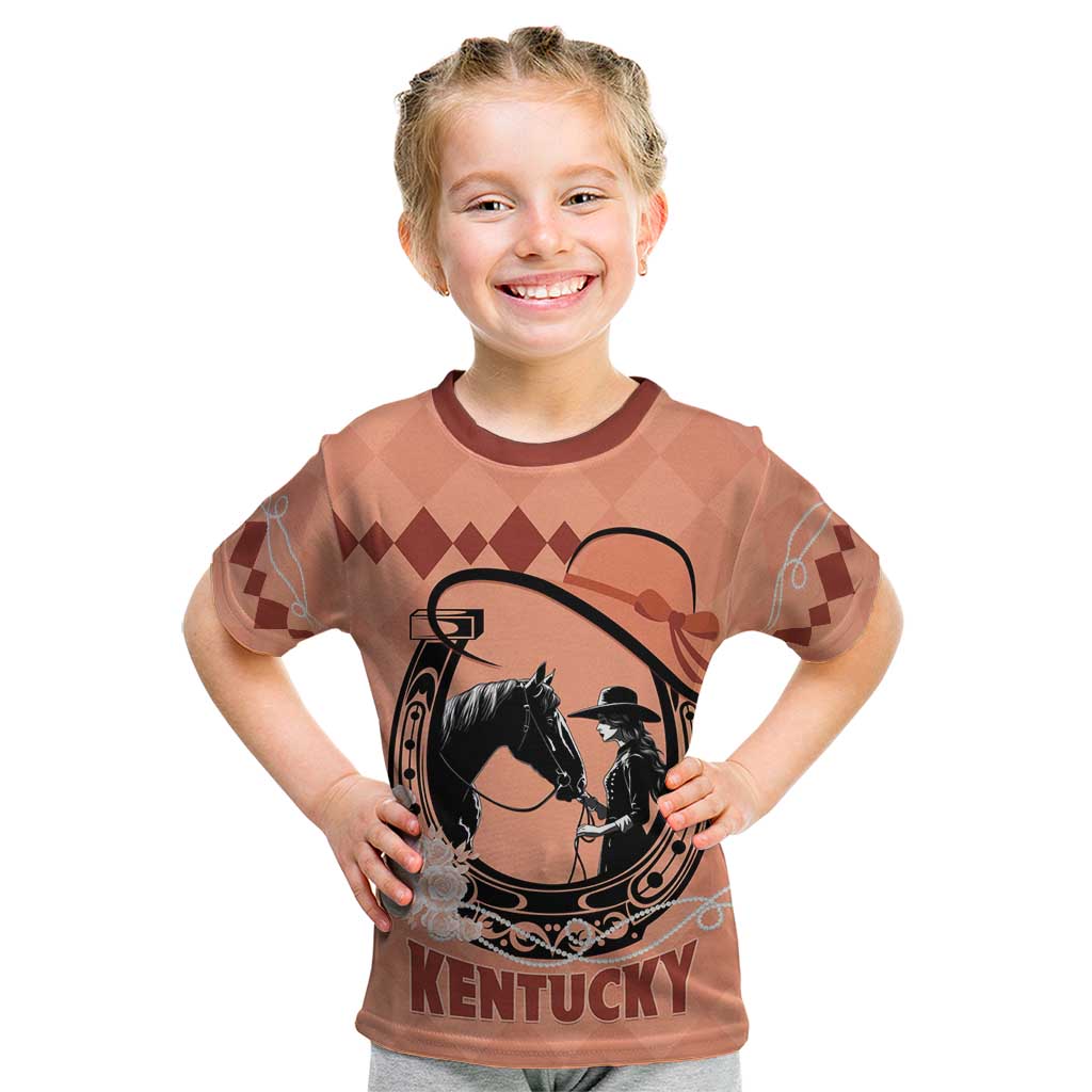 Personalized Kentucky Horse Racing Kid T Shirt Beauty and The Horse Orange Version LT01