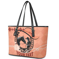 Personalized Kentucky Horse Racing Leather Tote Bag Beauty and The Horse Orange Version LT01