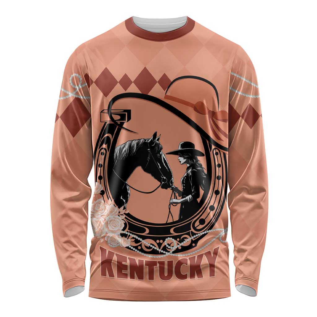 Personalized Kentucky Horse Racing Long Sleeve Shirt Beauty and The Horse Orange Version LT01