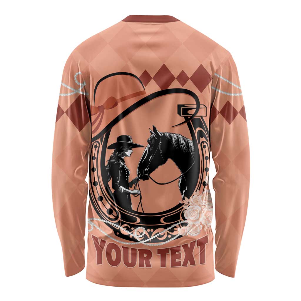 Personalized Kentucky Horse Racing Long Sleeve Shirt Beauty and The Horse Orange Version LT01