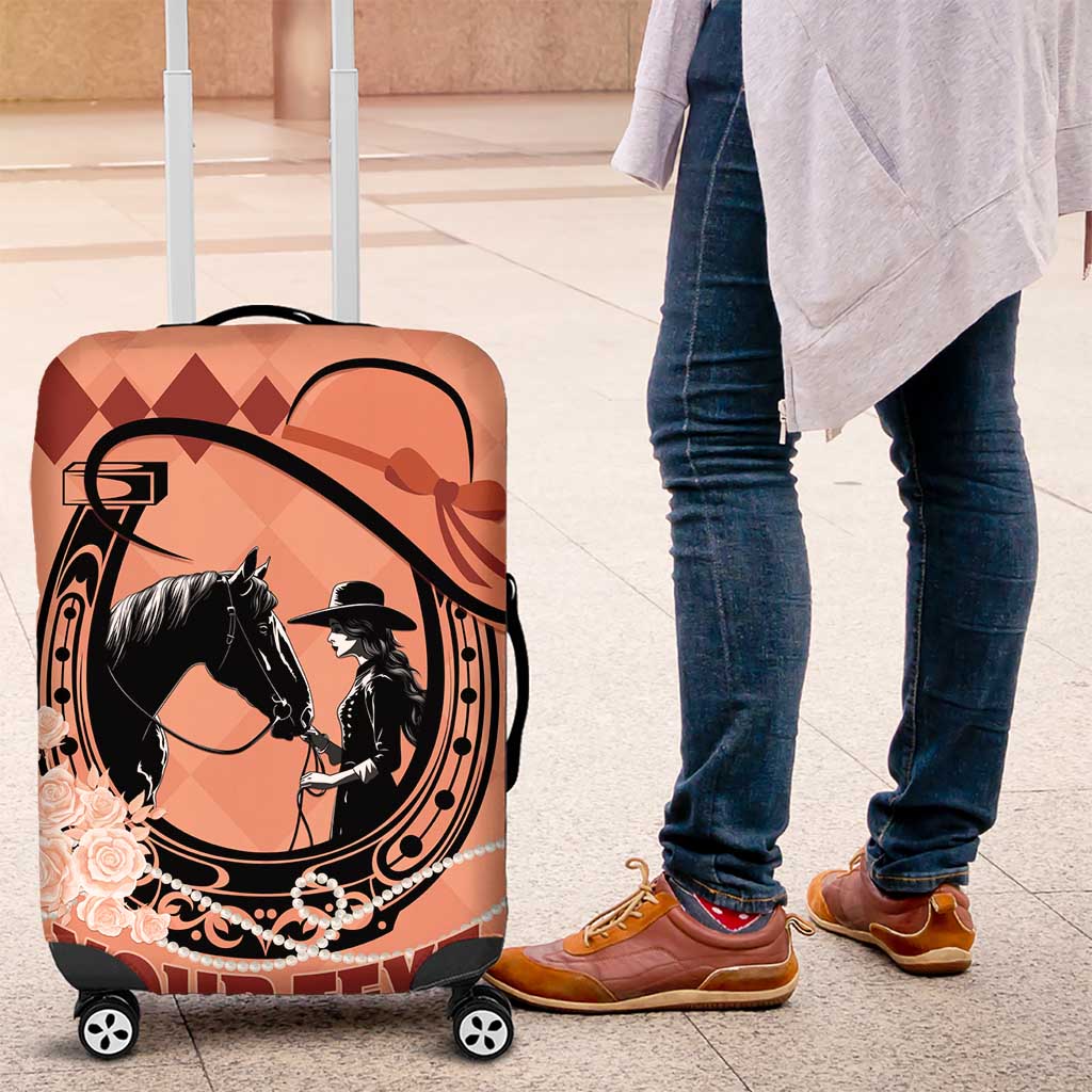 Personalized Kentucky Horse Racing Luggage Cover Beauty and The Horse Orange Version LT01