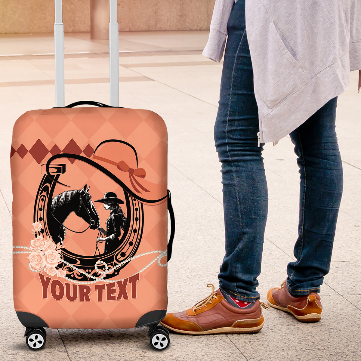 Personalized Kentucky Horse Racing 2024 Luggage Cover Beauty and The Horse Orange Version
