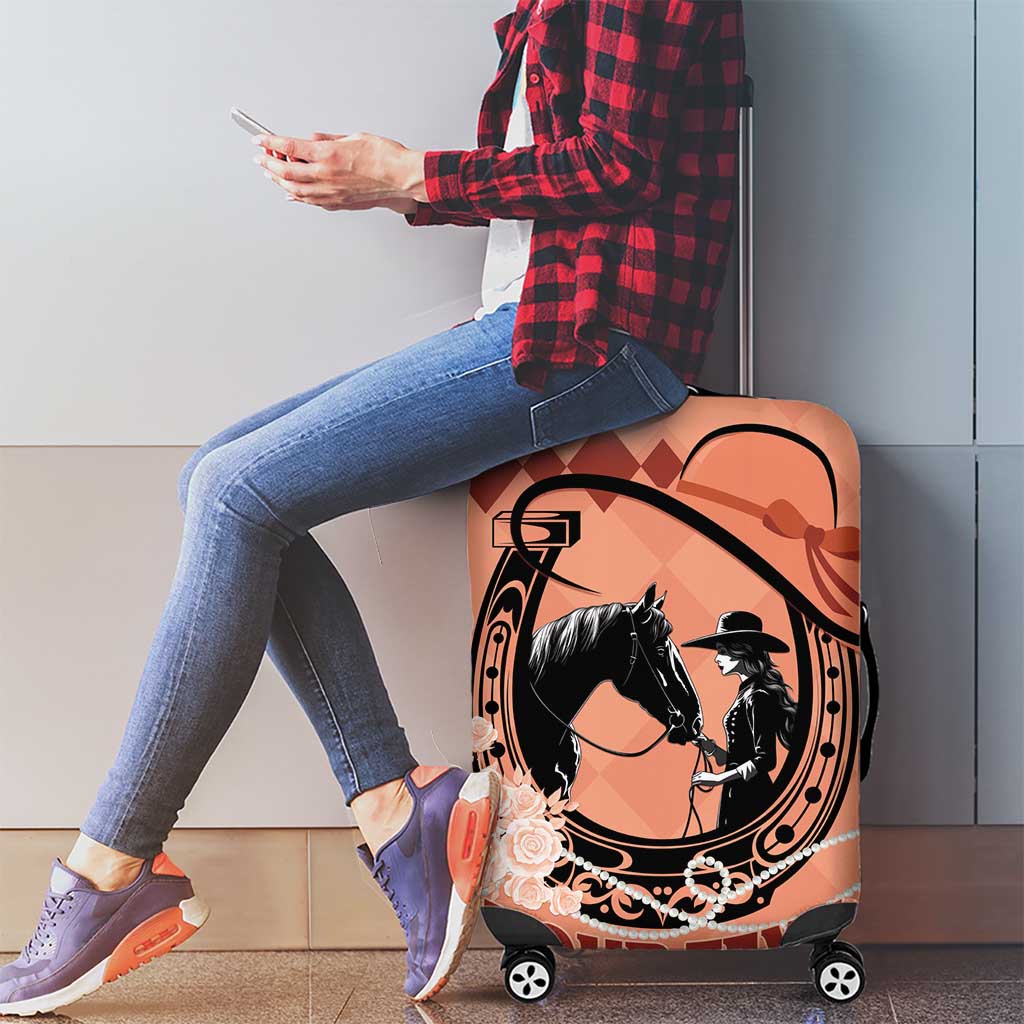 Personalized Kentucky Horse Racing Luggage Cover Beauty and The Horse Orange Version LT01
