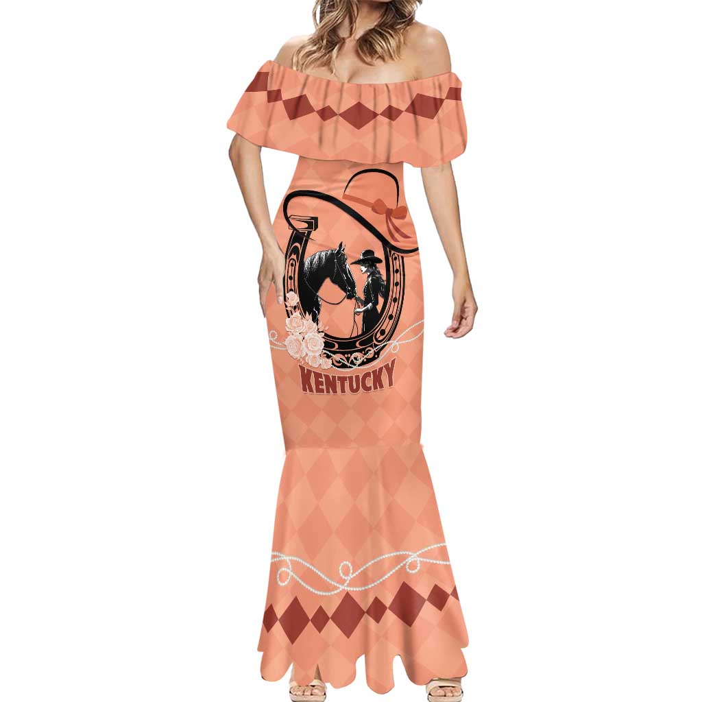 Personalized Kentucky Horse Racing Mermaid Dress Beauty and The Horse Orange Version LT01