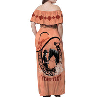Personalized Kentucky Horse Racing Off Shoulder Maxi Dress Beauty and The Horse Orange Version LT01