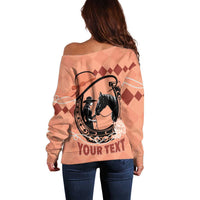 Personalized Kentucky Horse Racing Off Shoulder Sweater Beauty and The Horse Orange Version LT01