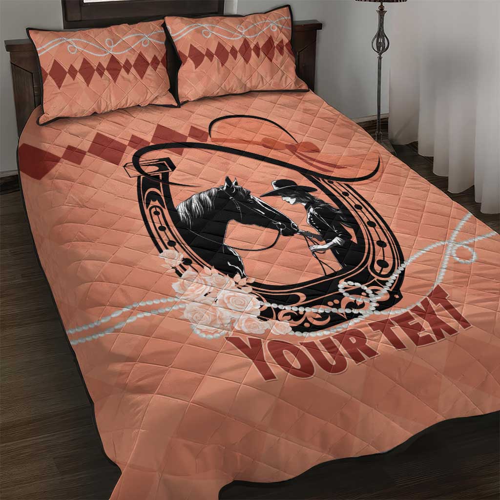 Personalized Kentucky Horse Racing Quilt Bed Set Beauty and The Horse Orange Version LT01