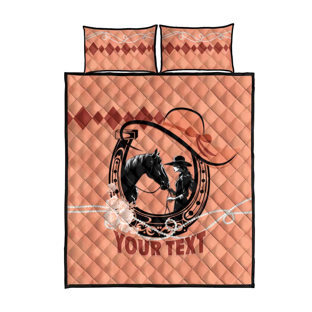 Personalized Kentucky Horse Racing Quilt Bed Set Beauty and The Horse Orange Version LT01