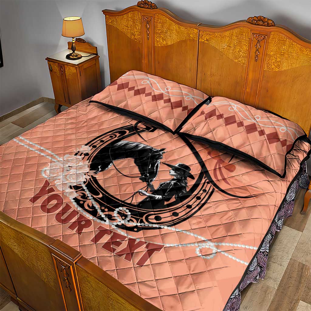 Personalized Kentucky Horse Racing Quilt Bed Set Beauty and The Horse Orange Version LT01