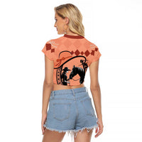 Personalized Kentucky Horse Racing Raglan Cropped T Shirt Beauty and The Horse Orange Version LT01