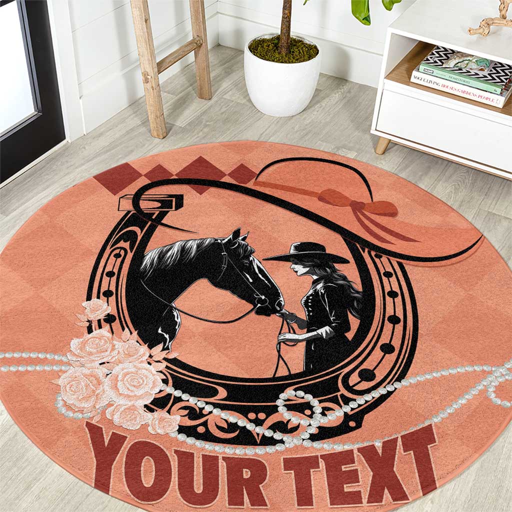 Personalized Kentucky Horse Racing Round Carpet Beauty and The Horse Orange Version LT01