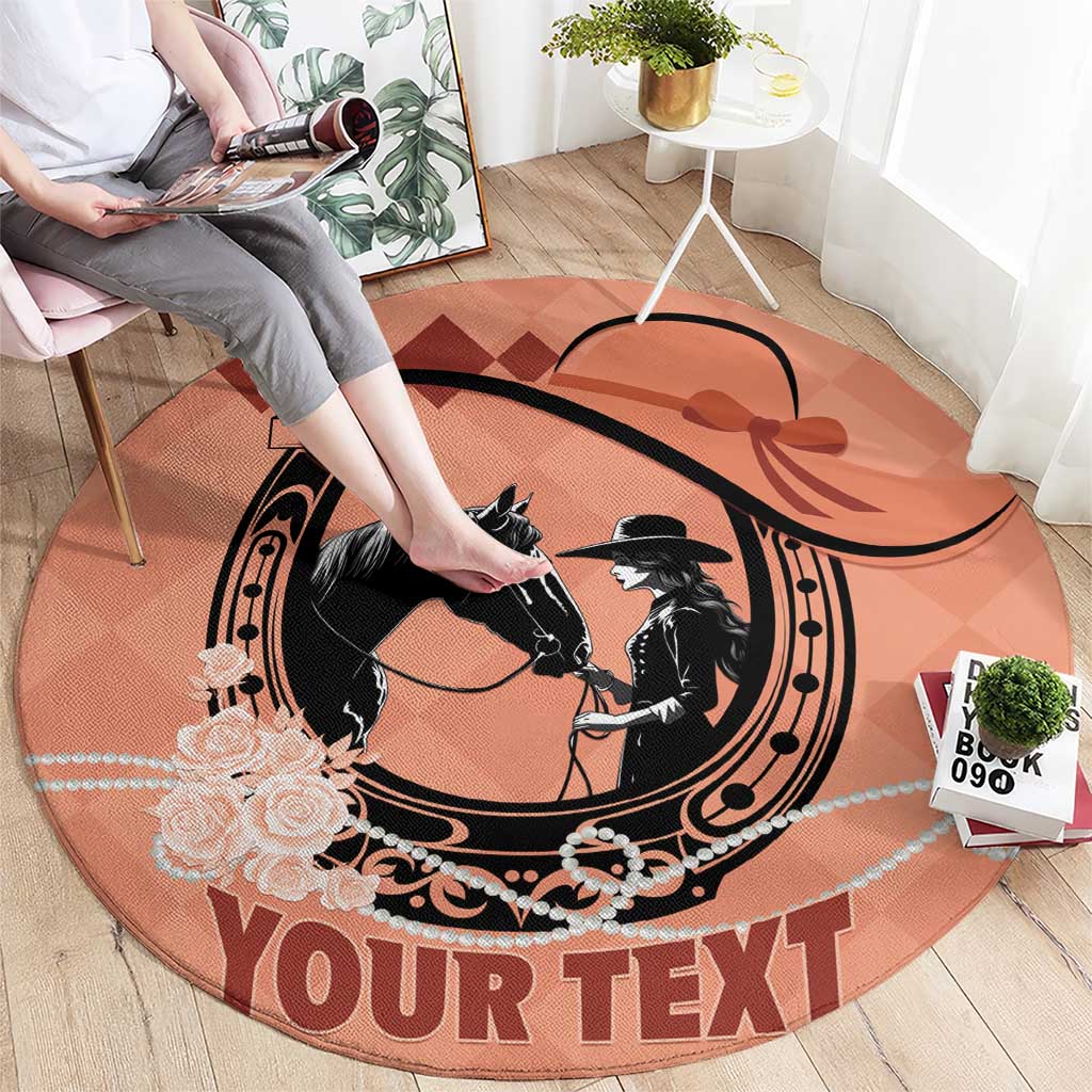 Personalized Kentucky Horse Racing Round Carpet Beauty and The Horse Orange Version LT01
