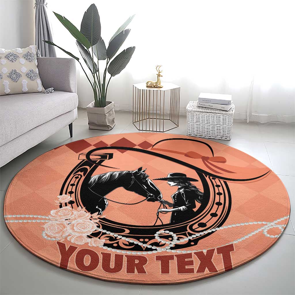 Personalized Kentucky Horse Racing Round Carpet Beauty and The Horse Orange Version LT01
