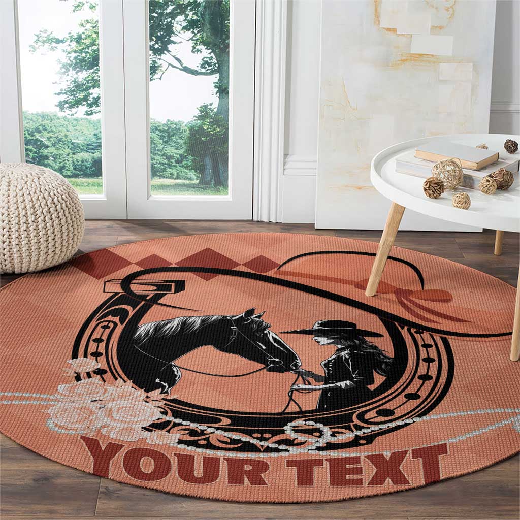Personalized Kentucky Horse Racing Round Carpet Beauty and The Horse Orange Version LT01