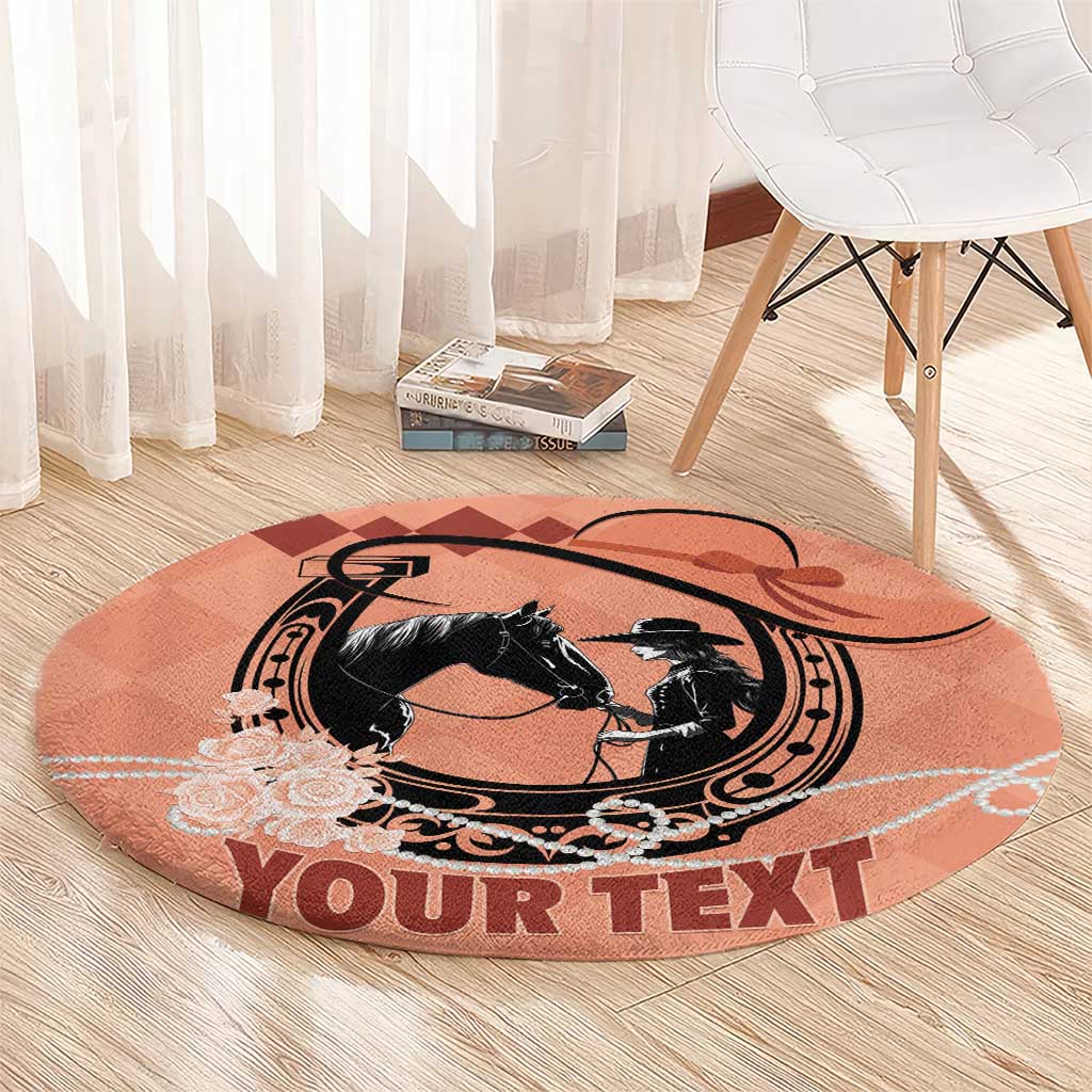 Personalized Kentucky Horse Racing Round Carpet Beauty and The Horse Orange Version LT01
