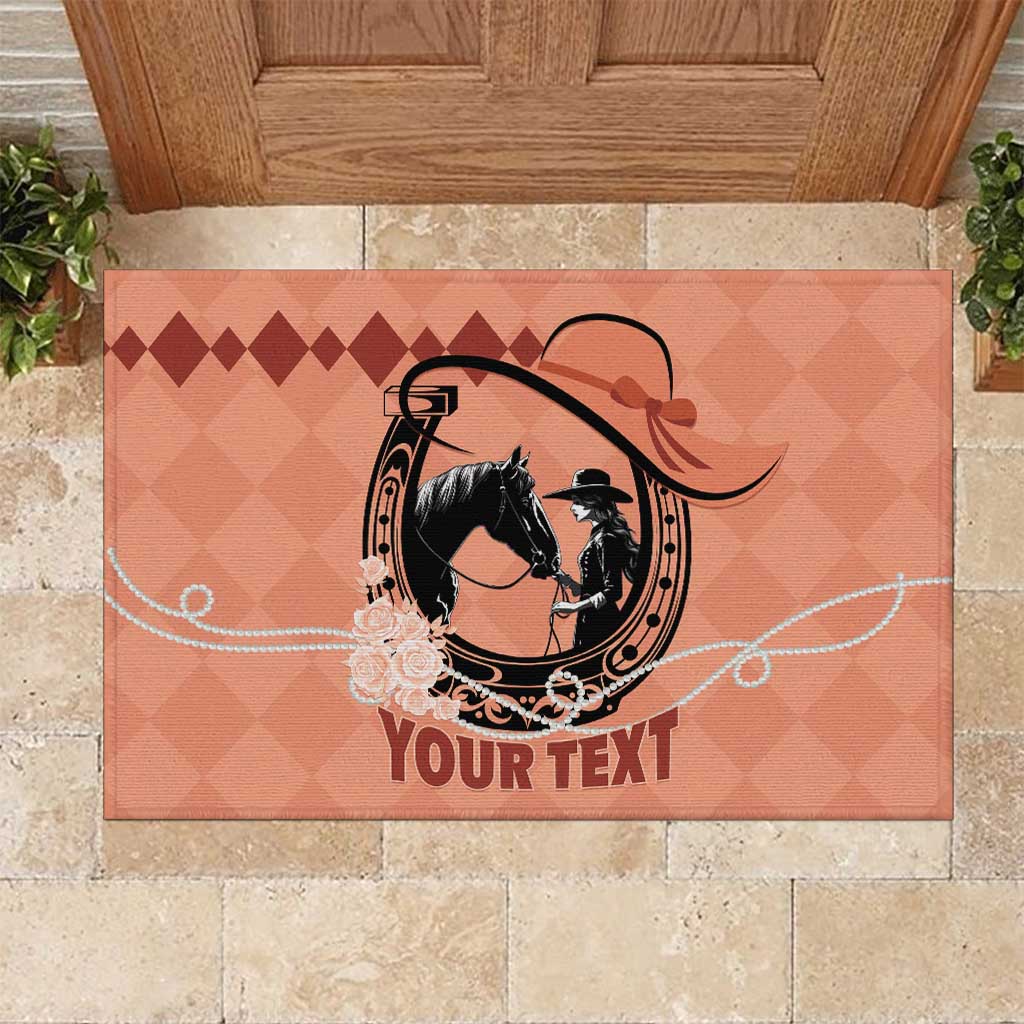 Personalized Kentucky Horse Racing Rubber Doormat Beauty and The Horse Orange Version LT01