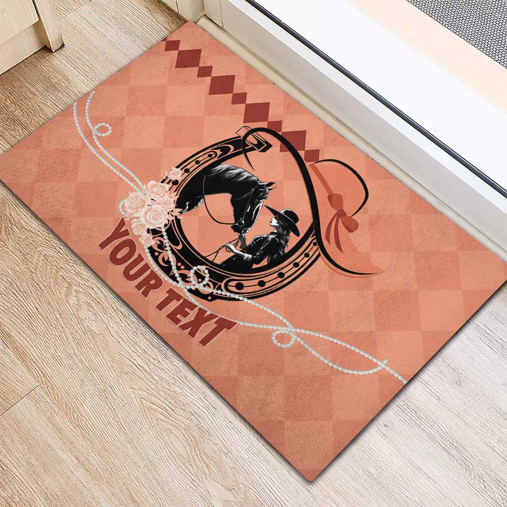 Personalized Kentucky Horse Racing Rubber Doormat Beauty and The Horse Orange Version LT01