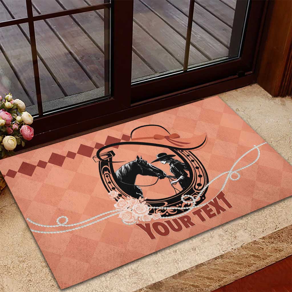Personalized Kentucky Horse Racing Rubber Doormat Beauty and The Horse Orange Version LT01