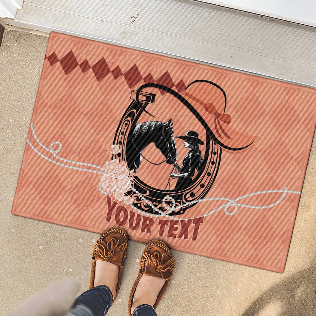 Personalized Kentucky Horse Racing Rubber Doormat Beauty and The Horse Orange Version LT01