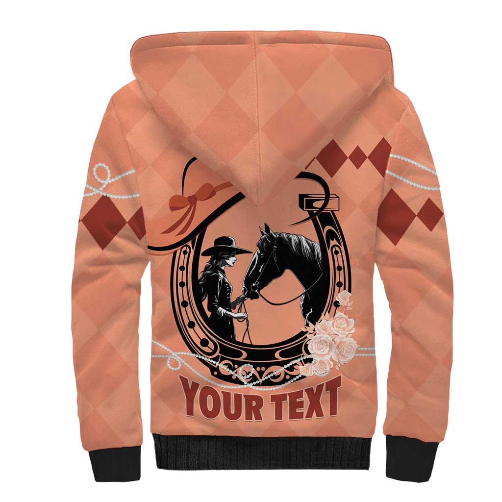Personalized Kentucky Horse Racing Sherpa Hoodie Beauty and The Horse Orange Version LT01