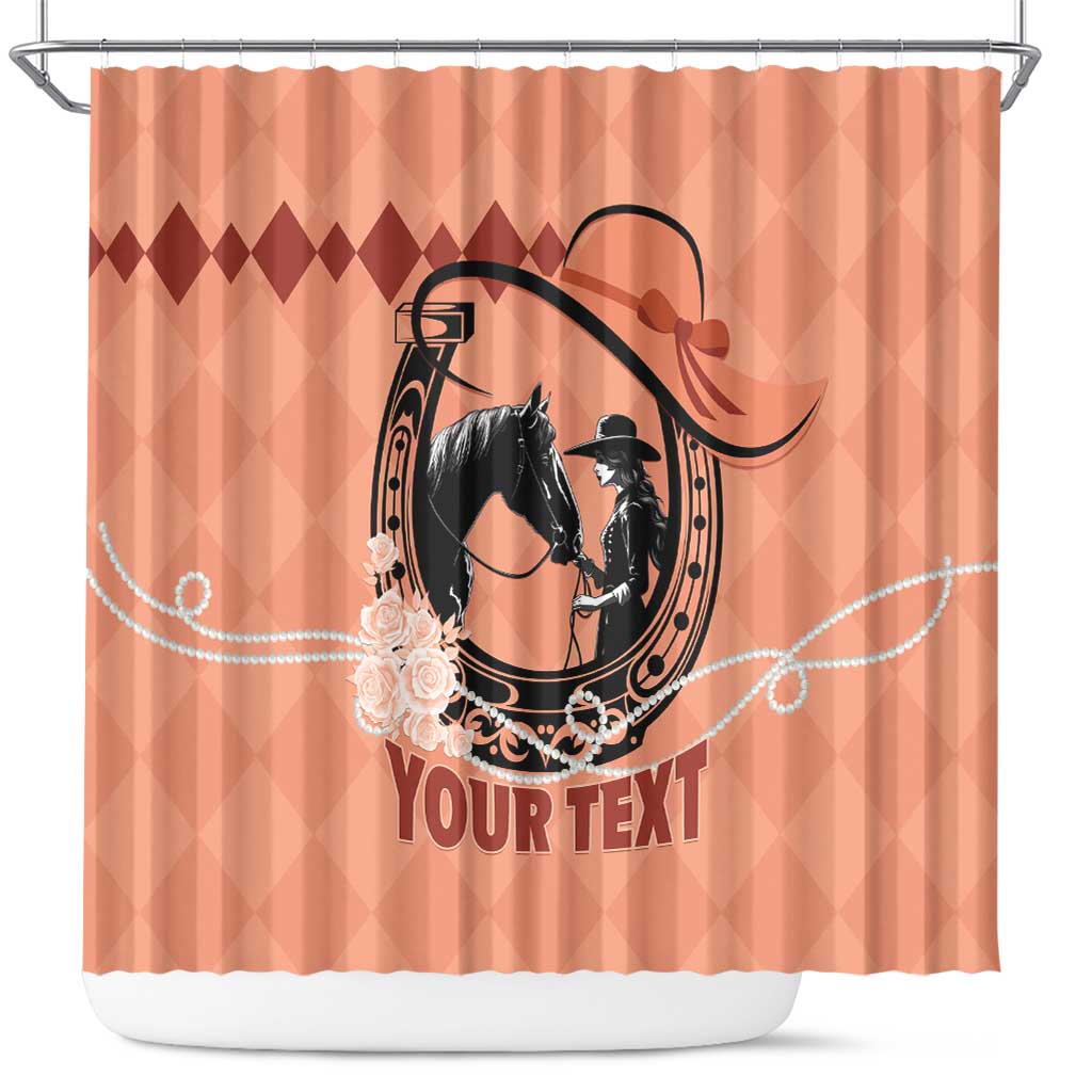 Personalized Kentucky Horse Racing Shower Curtain Beauty and The Horse Orange Version LT01