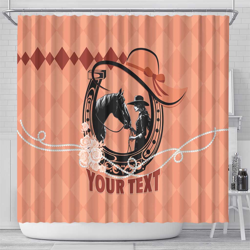 Personalized Kentucky Horse Racing Shower Curtain Beauty and The Horse Orange Version LT01
