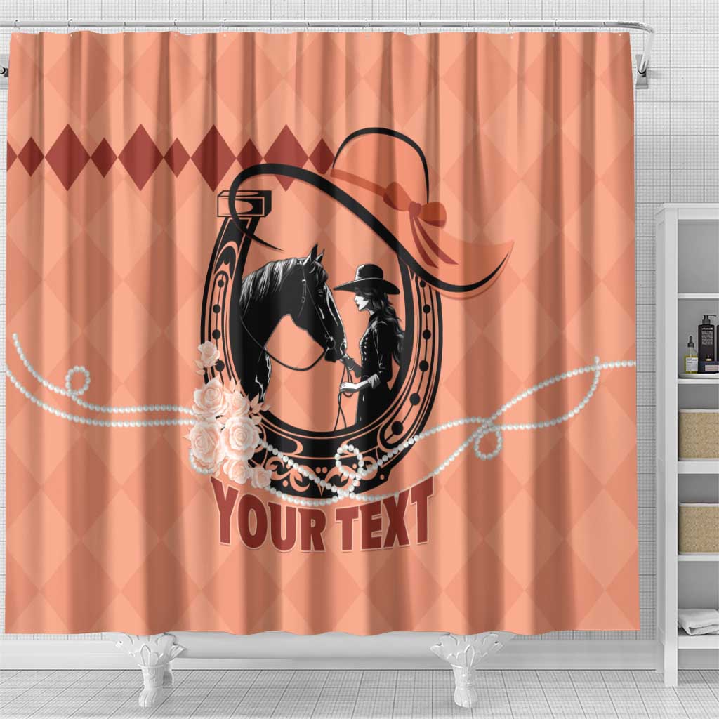 Personalized Kentucky Horse Racing Shower Curtain Beauty and The Horse Orange Version LT01