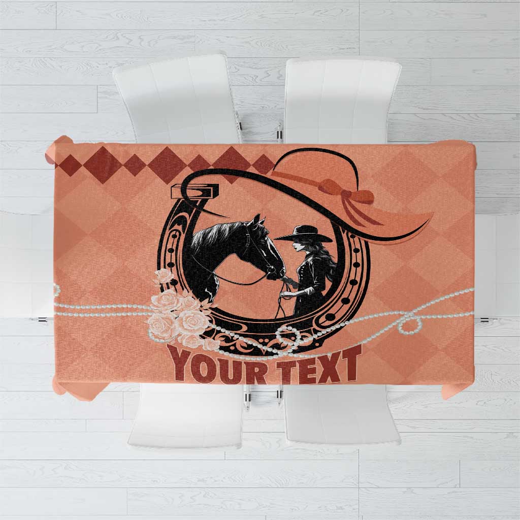 Personalized Kentucky Horse Racing Tablecloth Beauty and The Horse Orange Version LT01
