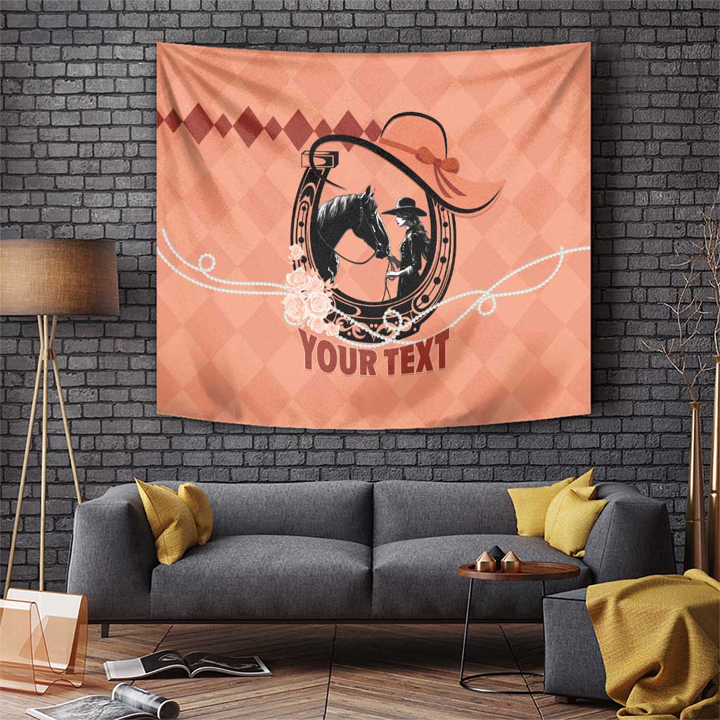 Personalized Kentucky Horse Racing Tapestry Beauty and The Horse Orange Version LT01