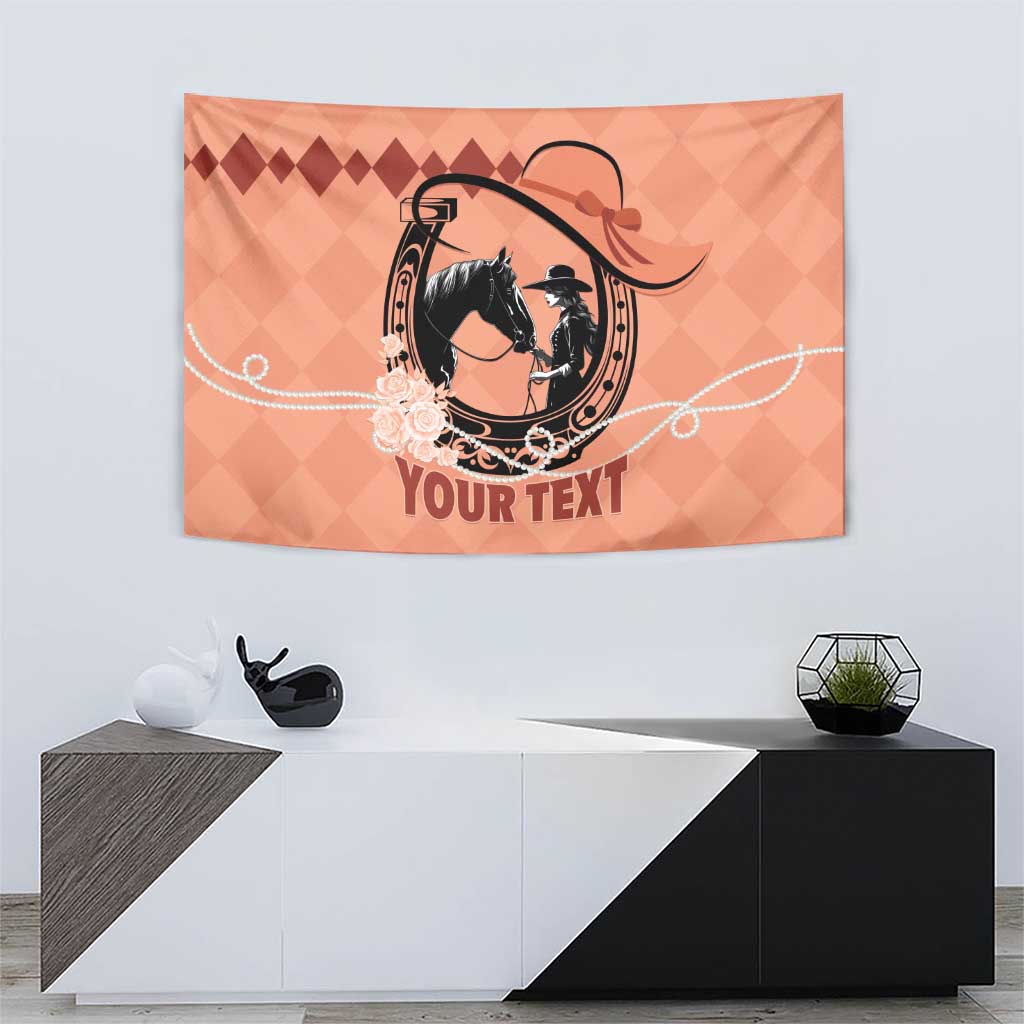 Personalized Kentucky Horse Racing Tapestry Beauty and The Horse Orange Version LT01