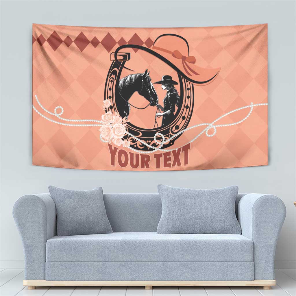 Personalized Kentucky Horse Racing Tapestry Beauty and The Horse Orange Version LT01