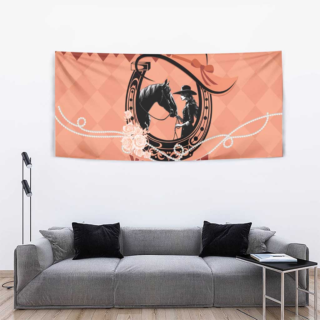Personalized Kentucky Horse Racing Tapestry Beauty and The Horse Orange Version LT01