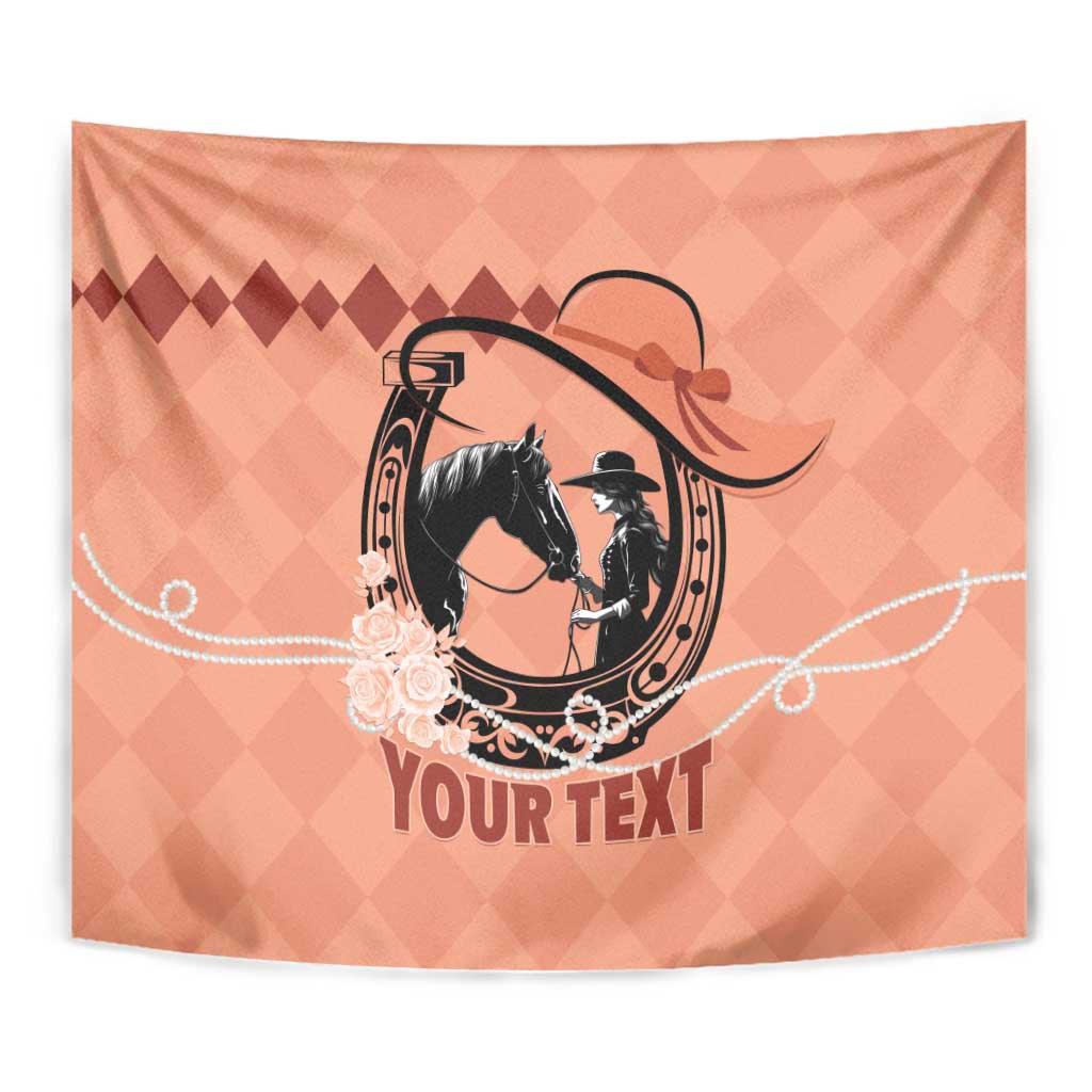 Personalized Kentucky Horse Racing Tapestry Beauty and The Horse Orange Version LT01