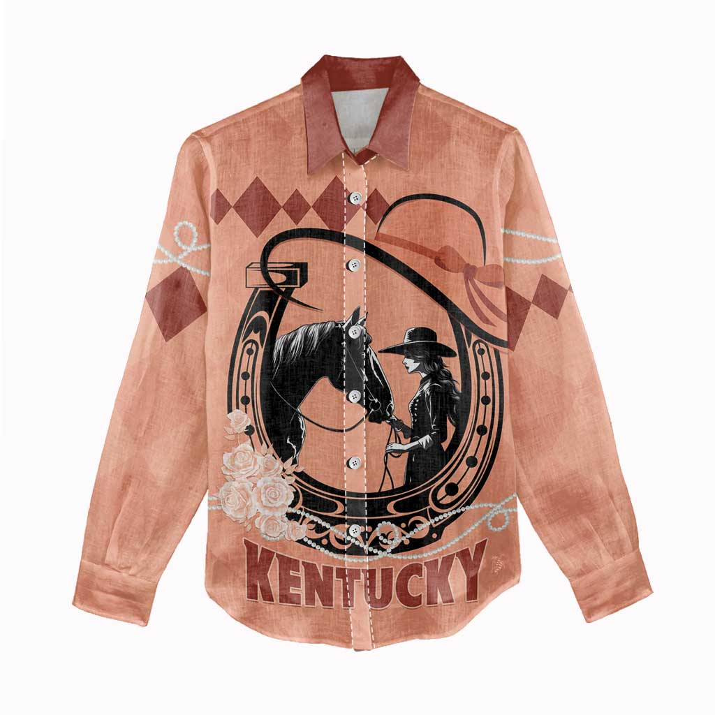 Personalized Kentucky Horse Racing Women Casual Shirt Beauty and The Horse Orange Version LT01
