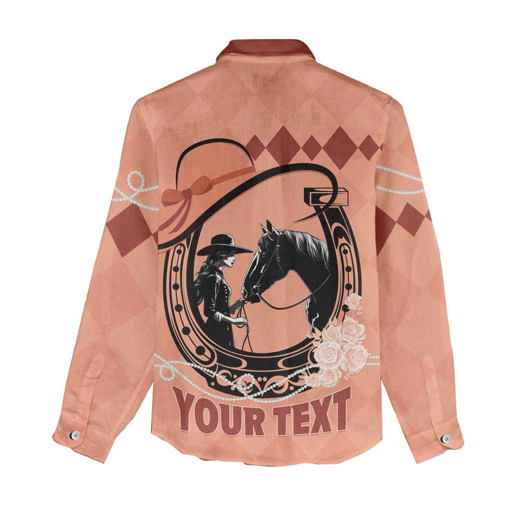 Personalized Kentucky Horse Racing Women Casual Shirt Beauty and The Horse Orange Version LT01