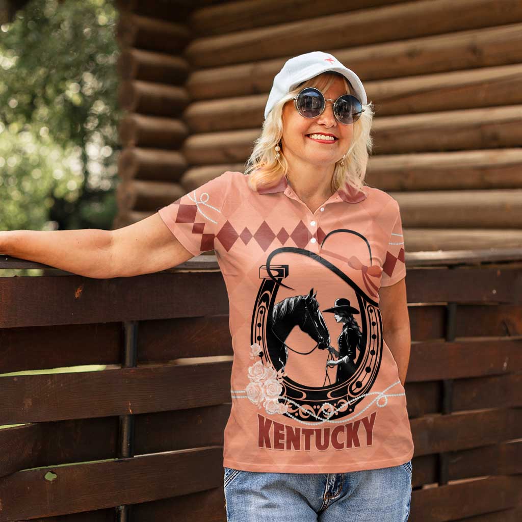 Personalized Kentucky Horse Racing Women Polo Shirt Beauty and The Horse Orange Version LT01