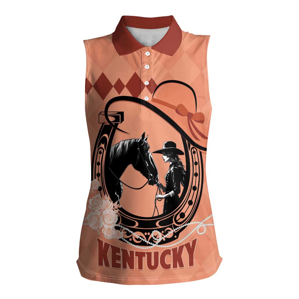 Personalized Kentucky Horse Racing Women Sleeveless Polo Shirt Beauty and The Horse Orange Version LT01