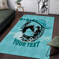 Personalized Kentucky Horse Racing Area Rug Beauty and The Horse Teal Version LT01