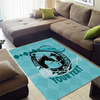 Personalized Kentucky Horse Racing Area Rug Beauty and The Horse Teal Version LT01