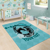 Personalized Kentucky Horse Racing Area Rug Beauty and The Horse Teal Version LT01